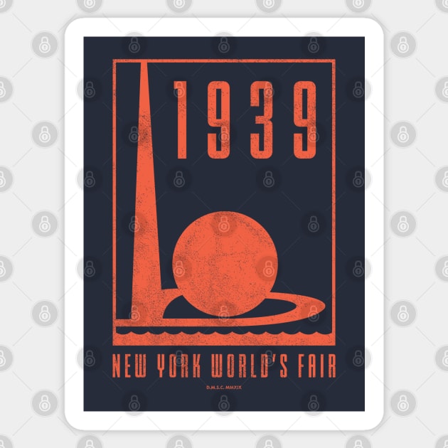 1939-40 World's Fair, New York - '1939' Trylon and Perisphere - Orange Sticker by deadmansupplyco